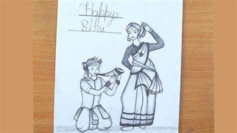 pencil bihu drawing|Bihu Festival Drawing // Happy Bihu Drawing // Kids Drawing // .